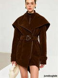 Belted Suede Effect Trench Coat