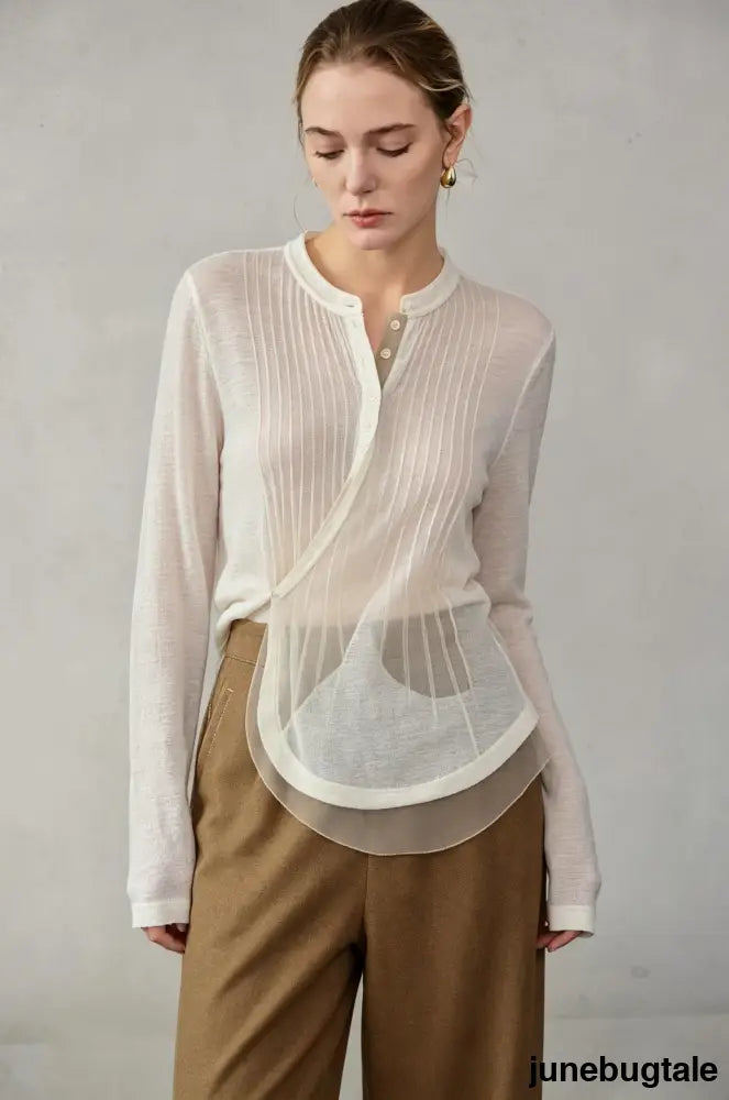 Color Block Placket Knit Top