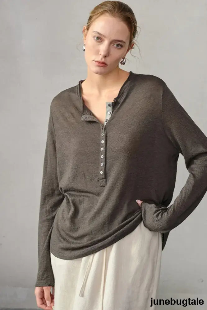 Color Block Placket Knit Top