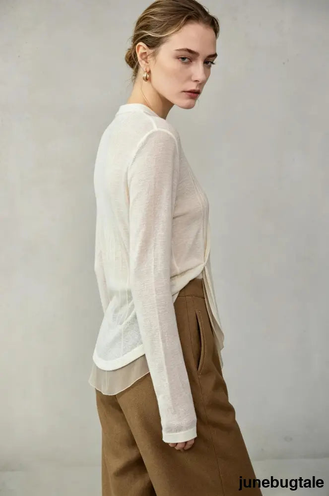 Color Block Placket Knit Top