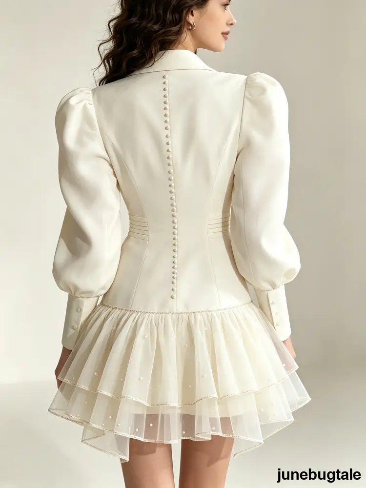 Cream Puff Sleeve Blazer Mini Dress
