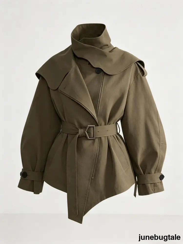 Double-Breasted Belted Trench Coat