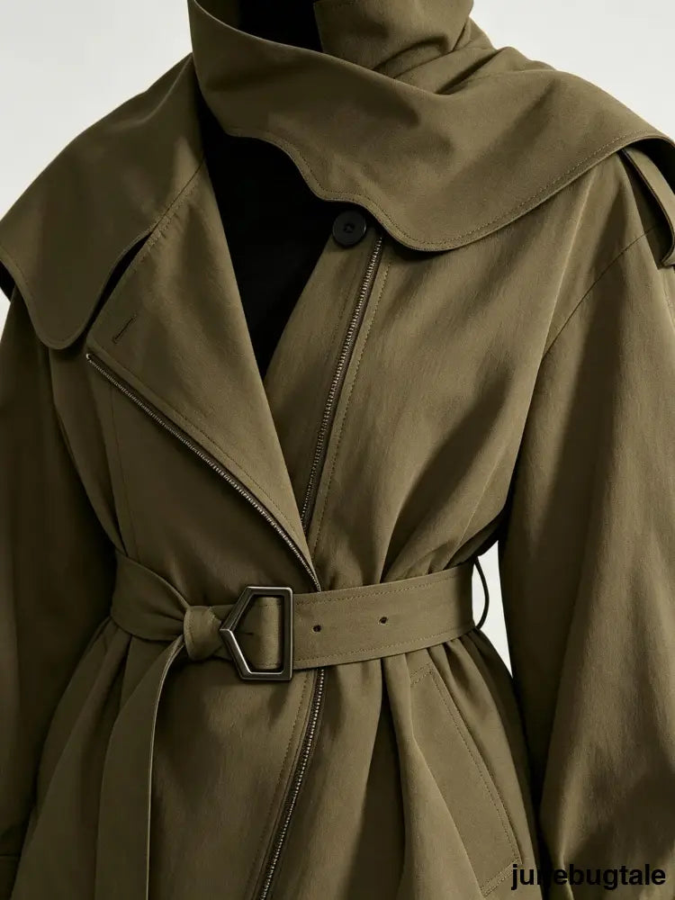 Double-Breasted Belted Trench Coat