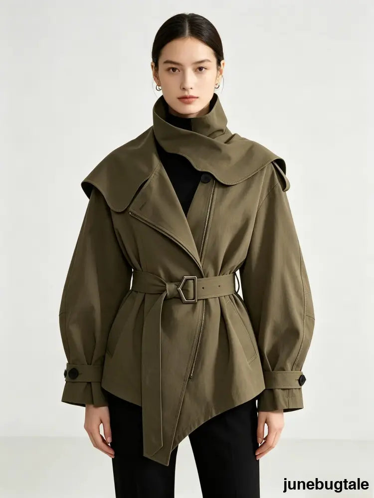 Double-Breasted Belted Trench Coat
