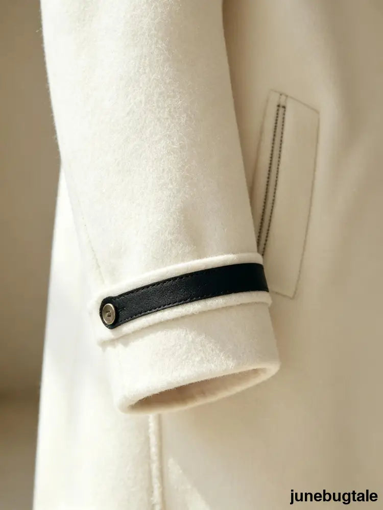 Fringe Trim Buckle Detail Long Coat