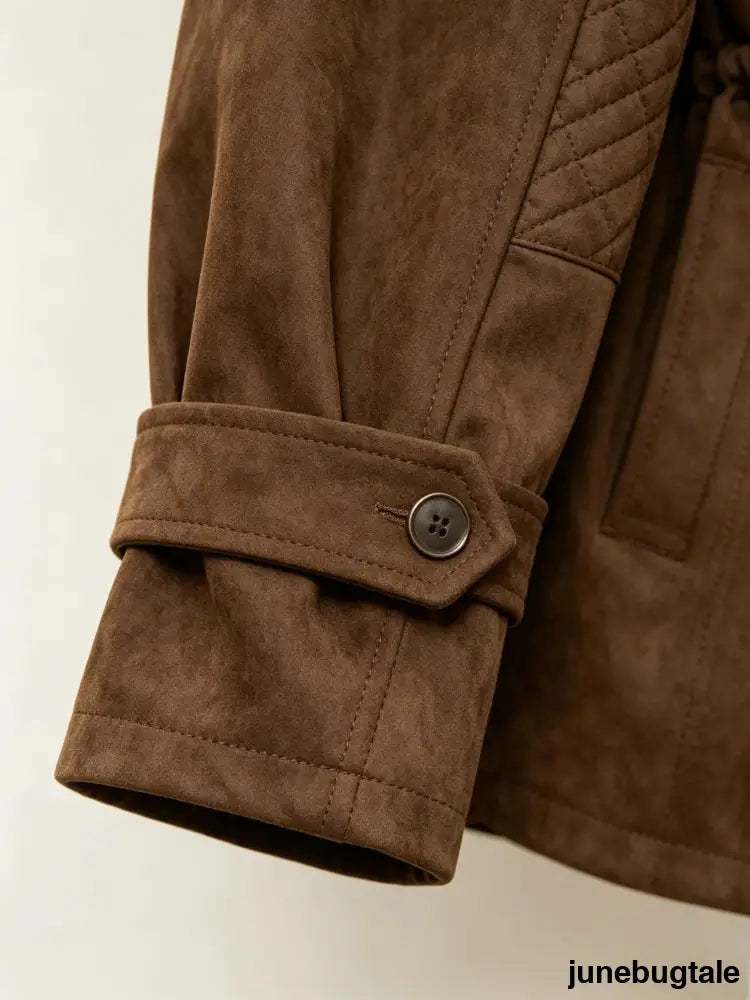 Lapel Suede Effect Belted Trench Coat