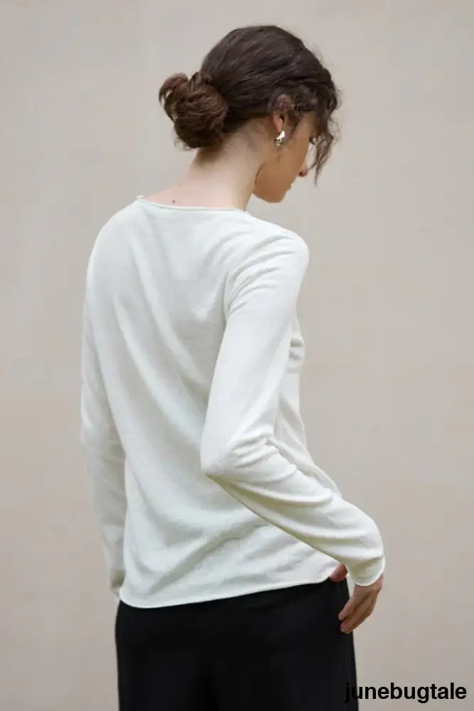 Linen Cotton Rolled Edge Knit Top