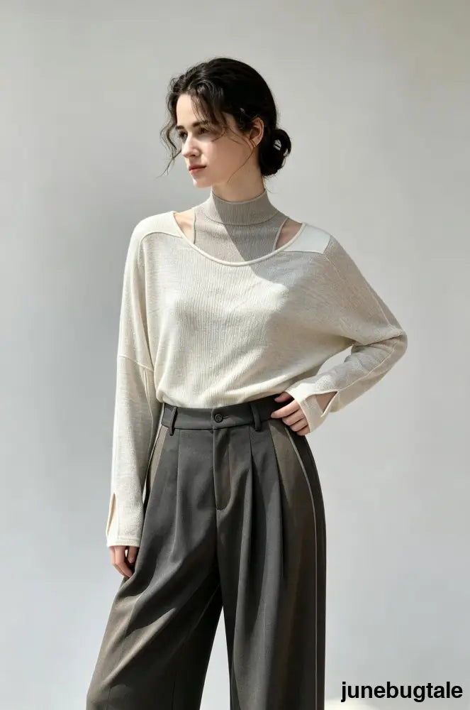 Linen Cotton Rolled Edge Knit Top