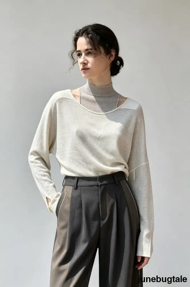 Linen Cotton Rolled Edge Knit Top