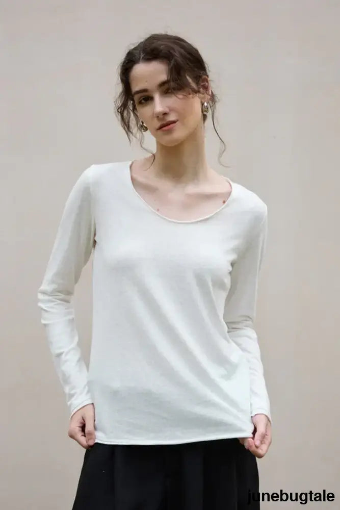 Linen Cotton Rolled Edge Knit Top