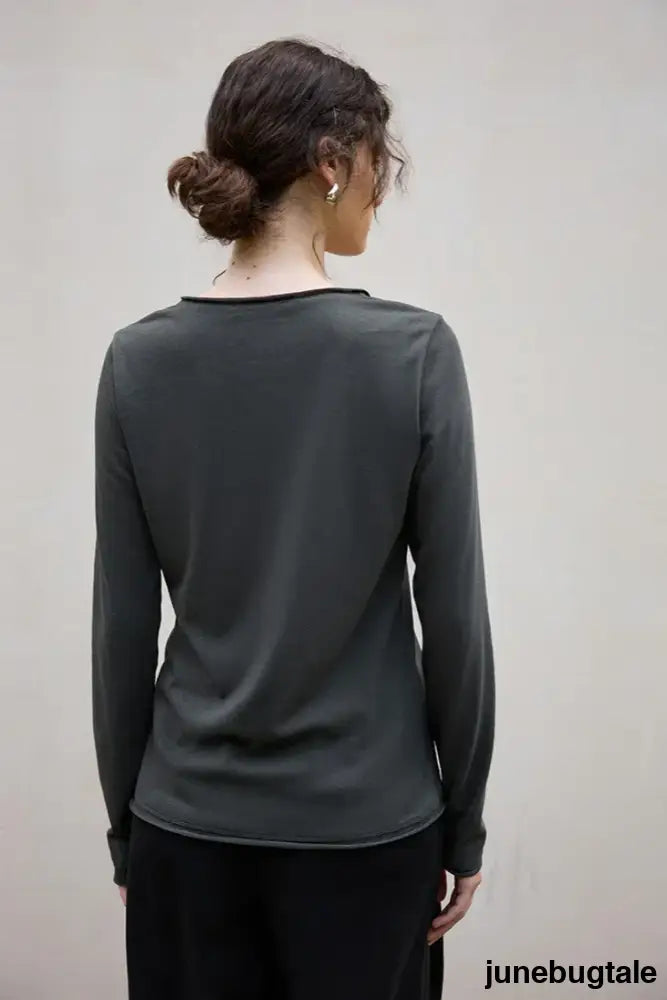 Linen Cotton Rolled Edge Knit Top