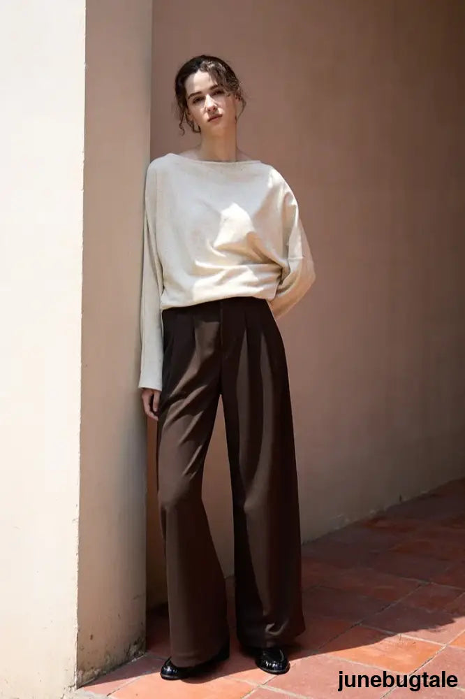 Linen Off Shoulder Slit Knit Top