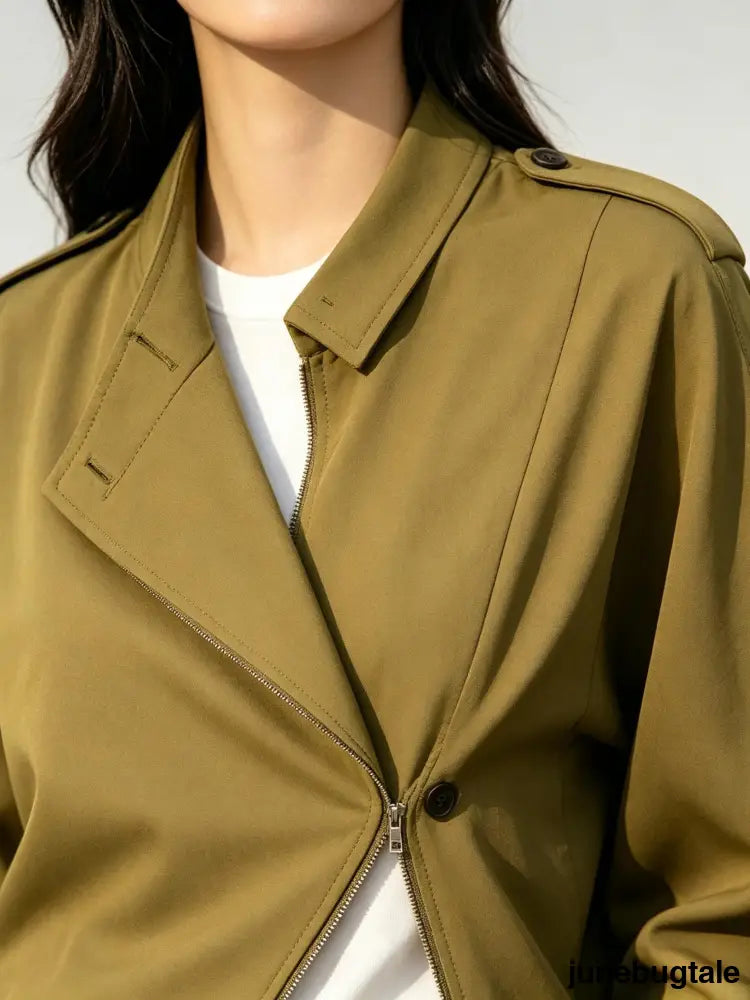 Pleated Cropped Trench Coat