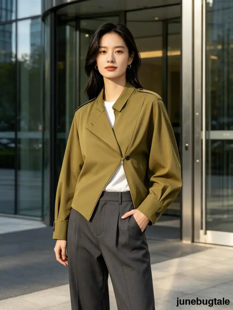 Pleated Cropped Trench Coat