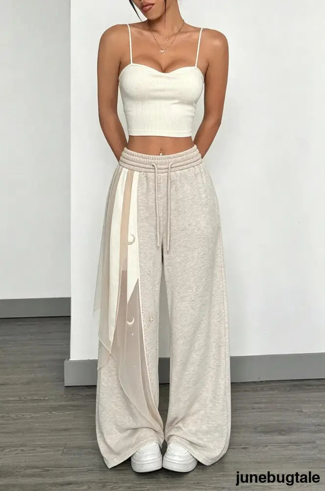 Street Trendy Loose Solid Wide Leg Straight Pants