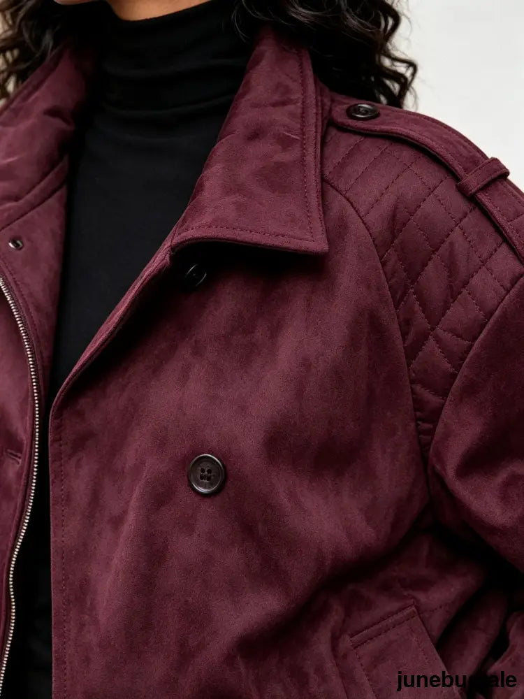 Suede Effect Cropped Trench Jacket