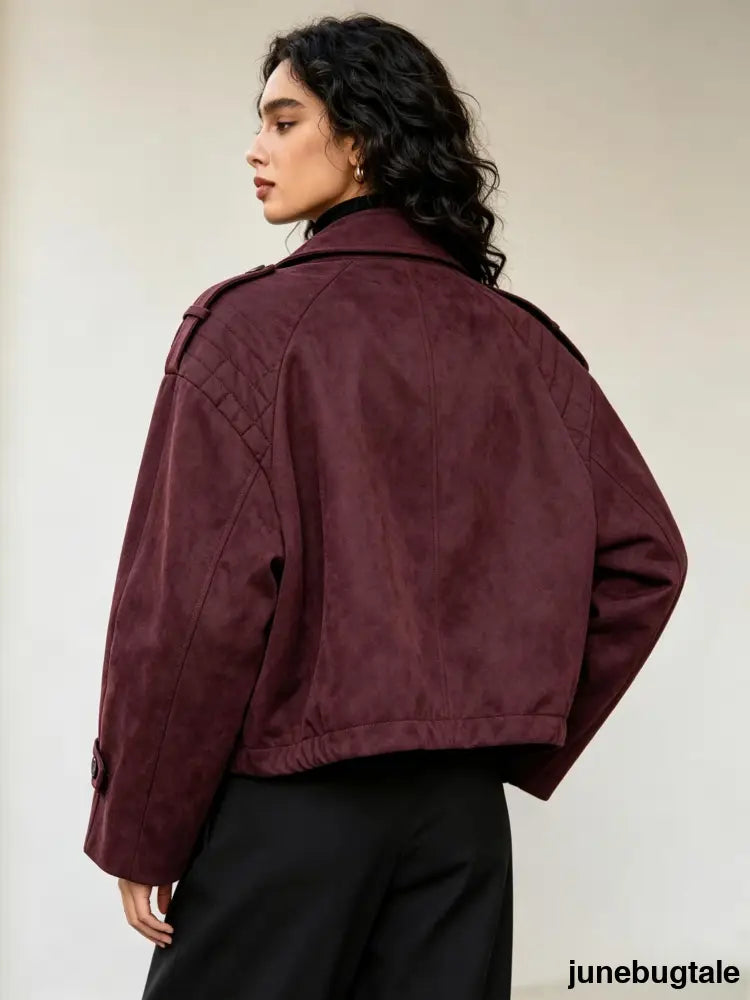 Suede Effect Cropped Trench Jacket