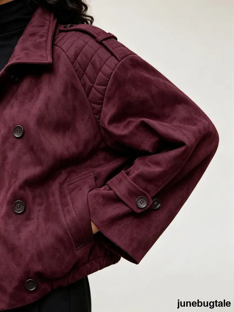 Suede Effect Cropped Trench Jacket