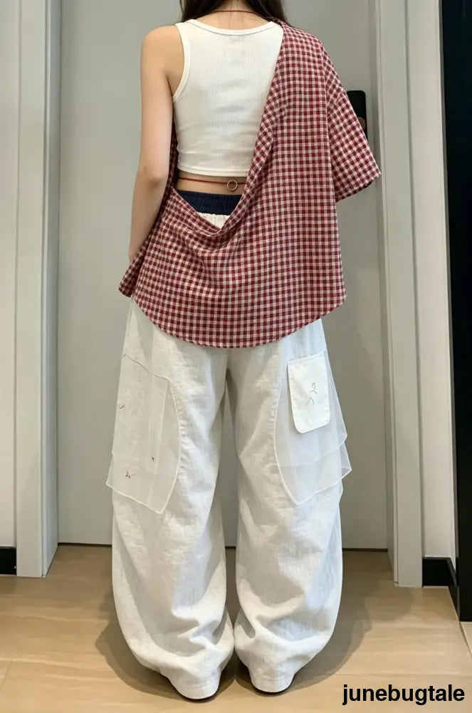 Vintage American Loose Slim Fit Wide Leg Cargo Pants