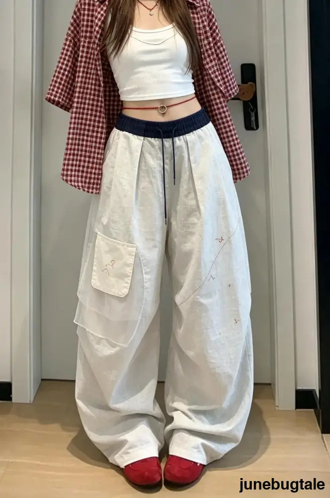 Vintage American Loose Slim Fit Wide Leg Cargo Pants