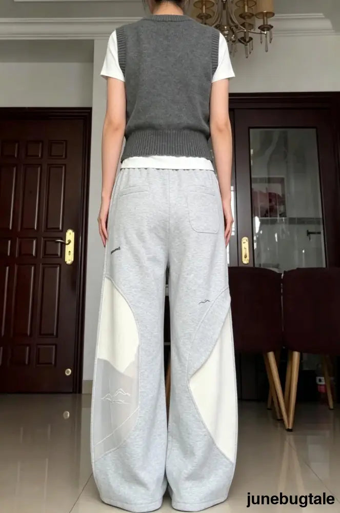 Vintage Letter Embroidered Baggy Curved Blade Pants